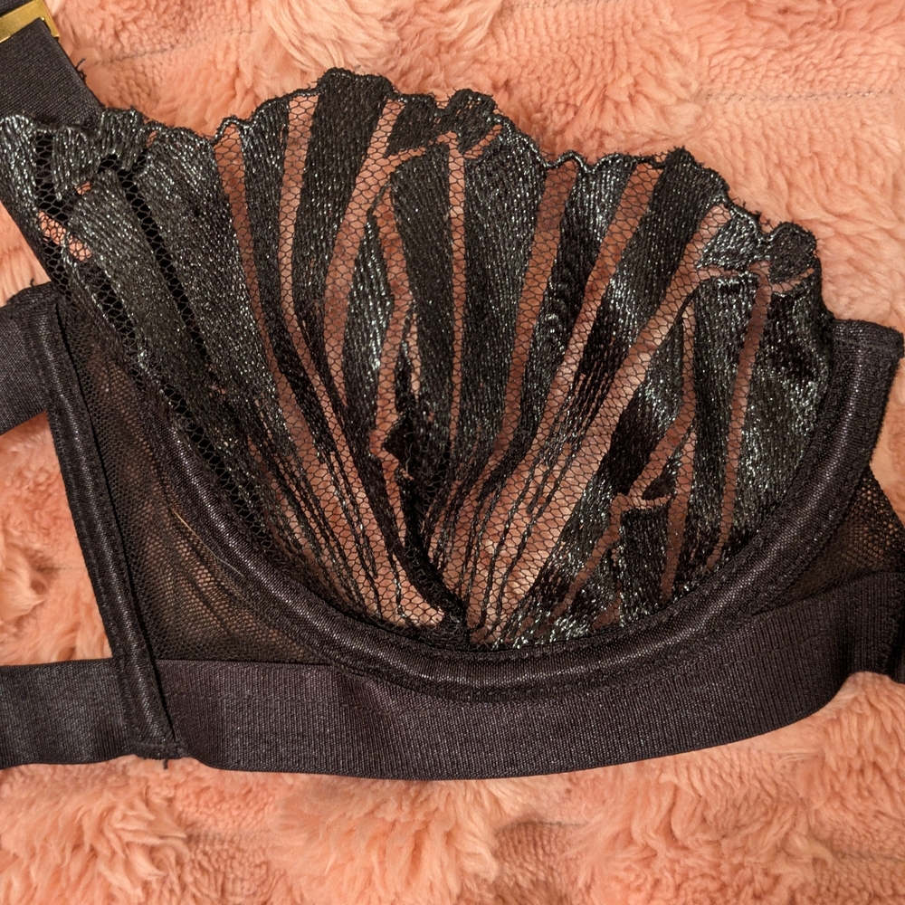 Bluebella Black Sheer Embroidered Balconette Bra - Picture 4 of 6
